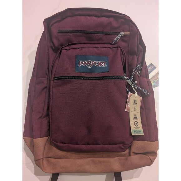 Jansport Cool Student Backpack Laptop Pocket Synthetic Leather Base Russet Red - Picture 5 of 8